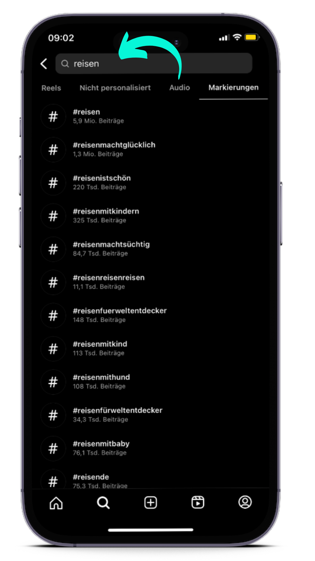 Instagram-Suchfunktion: Hashtag Suche